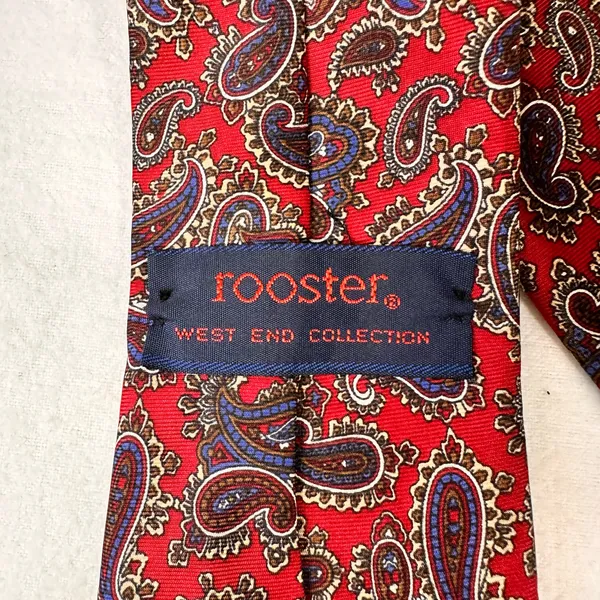 Rooster West End Collection Men's Tie Silk Paisley Burgundy Multicolor Necktie - Image 5