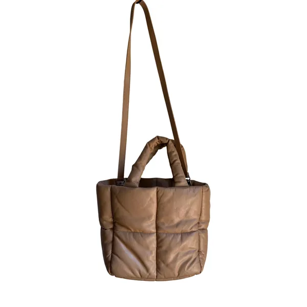 Stand Studio Rosanne Puffer Tote Camel Quilted Bag Designer Tan - Image 7