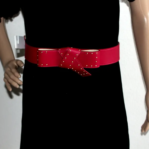 BCBGeneration NWT Wide Studded Bow Belt Red - Image 11