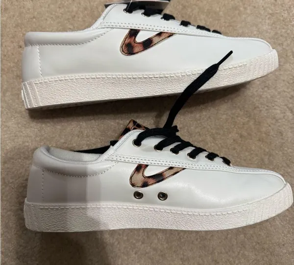NWT Tretorn White Sneakers with Leopard Accent - Image 2