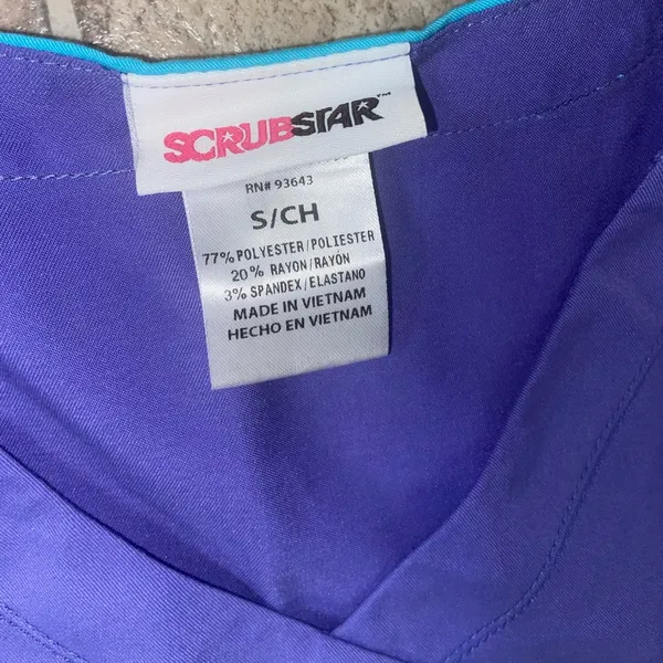 Scrubstar Women's V-Neck Short Sleeve Top in Purple/Blue Trim- Small - Image 2