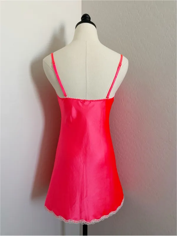 Victoria's Secret Satin & Lace Trim Slip Dress Chemise Sexy Nightgown Size S - Image 4