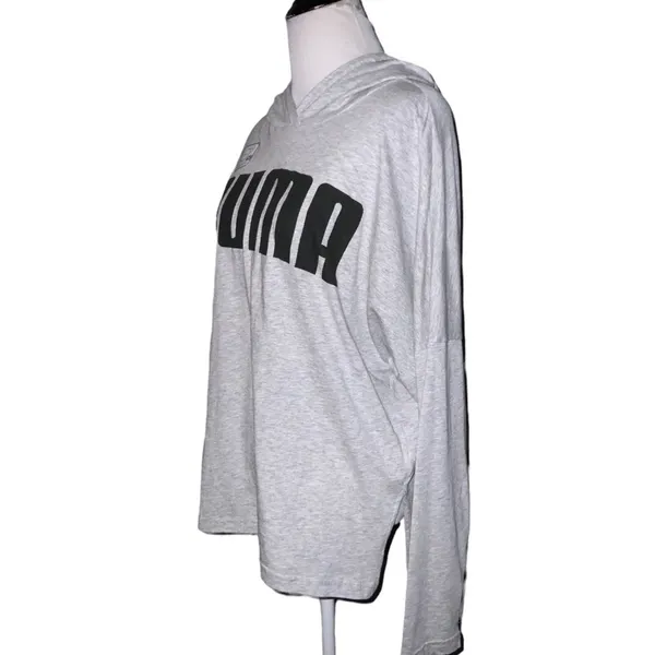 Puma Dry Cell Lightweight Gray Hoodie Black Logo Large NWT - Image 2