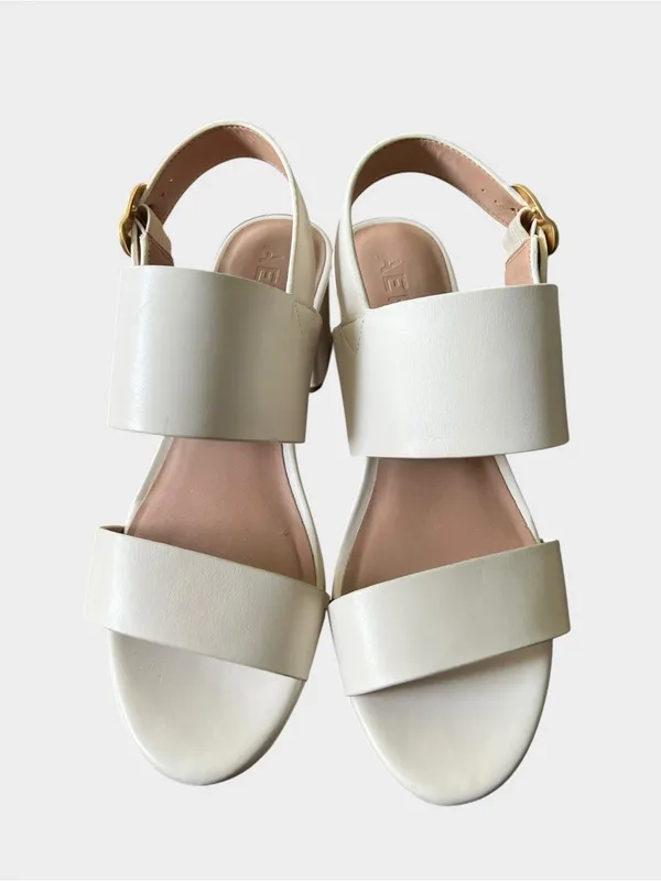 Aerosoles Camera Platform Sandals Size 10 Eggshell Leather Block Heel - Image 4