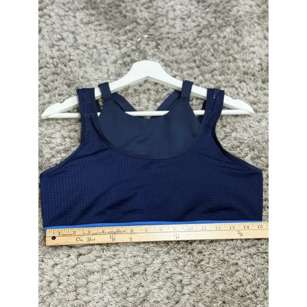 Brooks Running Sports Bra Womens Blue Mesh Strappy High Neck Crop Top Size L - Image 8