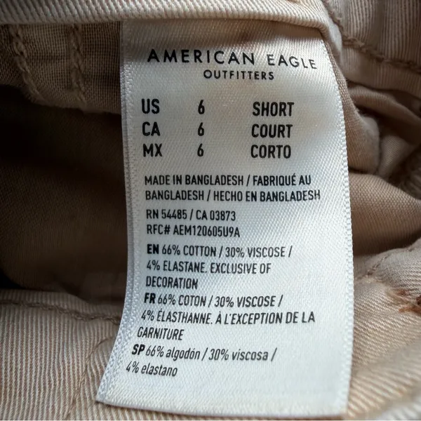 American Eagle Super High Rise Baggy Wide Leg Chino Pants Beige 6 Short - Image 9
