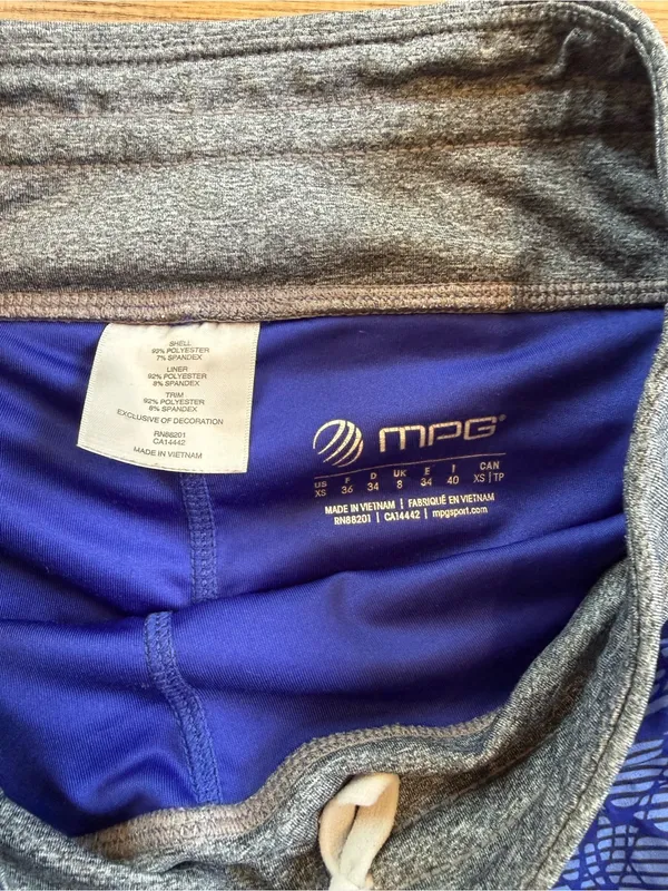 MPG Royal Blue Floral Athletic Shorts with Gray Waistband Size XS - Image 3