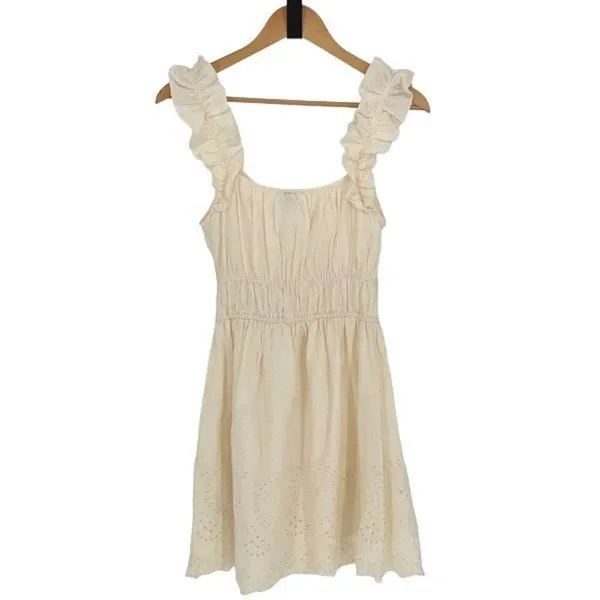 Old Navy Women Waist-Defined Sleeveless Ruffle Eyelet Mini Dress Cream Small NWT - Image 5