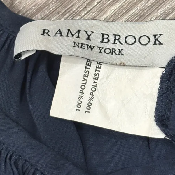 Ramy Brook Elda Sleeveless Keyhole Smocked Blouson Mini Dress Navy Blue Medium - Image 8