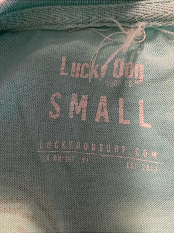 Lucky Dog Surf Co Sea Bright NJ Aqua Blue T Shirt Sz S - Image 3
