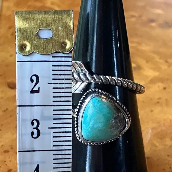 Royston Turquoise Sterling Silver Arrow Ring Size 7 Blue - Image 7