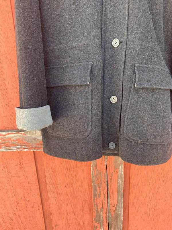 Herman Kay Women's Classic Black and Gray Pea Coat ~ Size L - Image 4