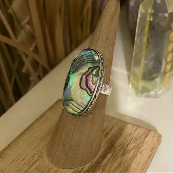 Abalone Sterling Silver Rings Size 61/4 - Image 3
