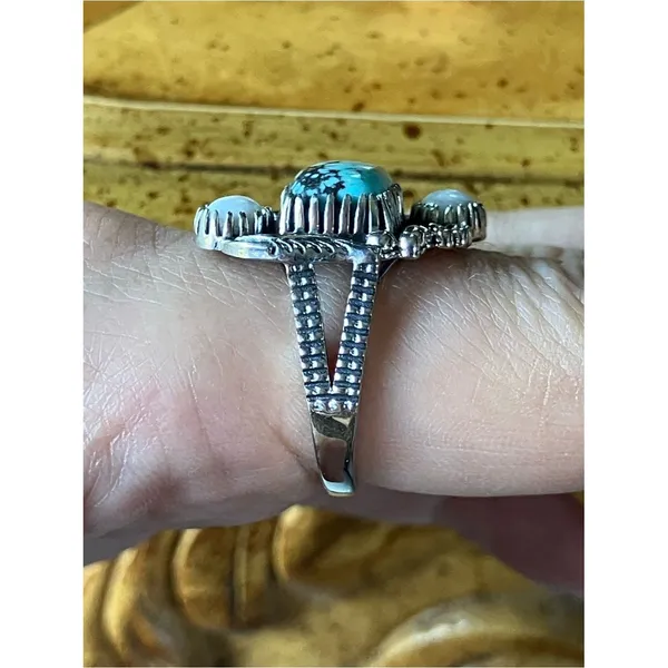 Blue Moon Turquoise White Buffalo Ring Size 8 - Image 2