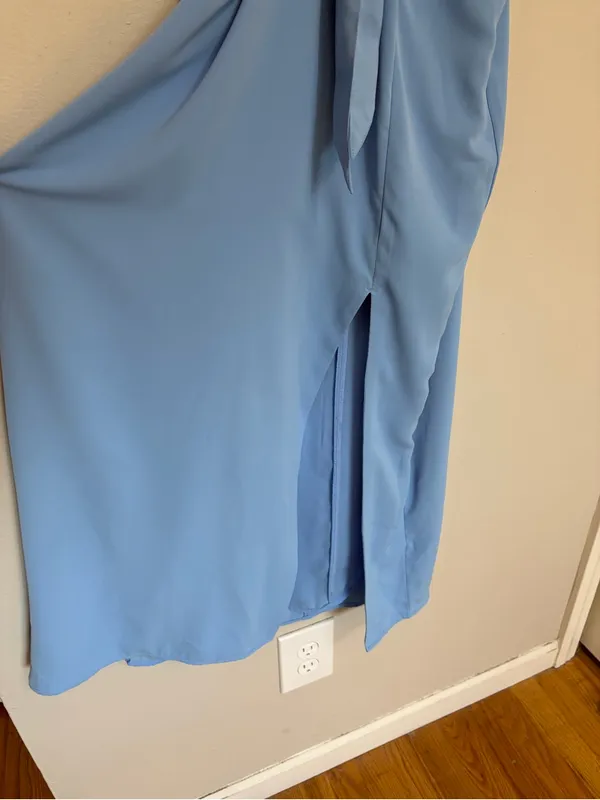 NEW Abercrombie & Fitch Coquette Tie Front Midi Dress Powder Blue - Size M - Image 10