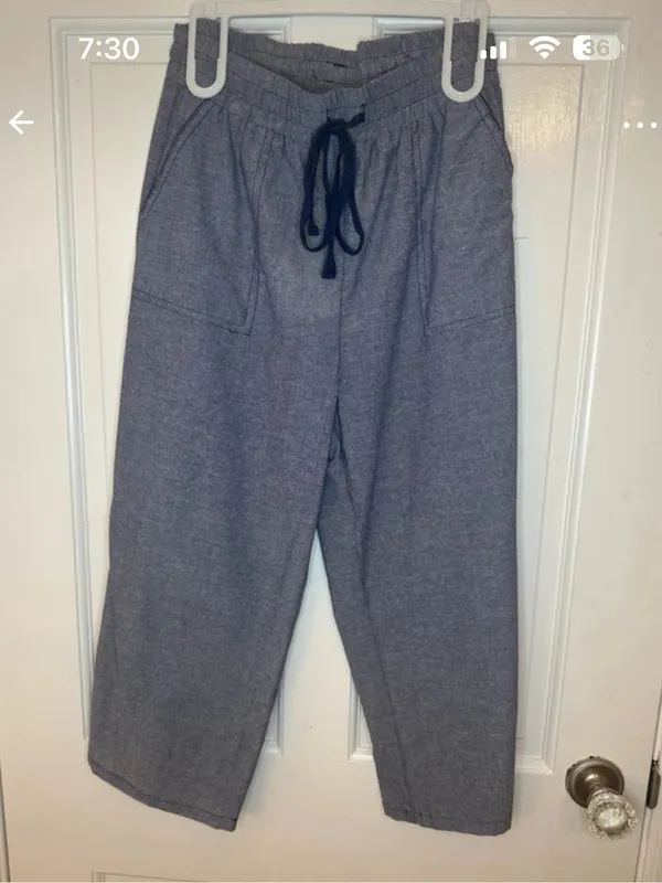 Umgee Blue Cropped Chambray Pants size S NWT - Image 3