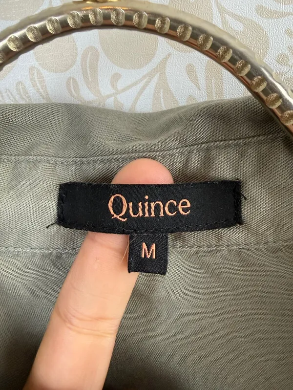 Quince Olive Green Vintage Wash Tencel Short Sleeve Camp Shirt - Size - Medium - Image 9
