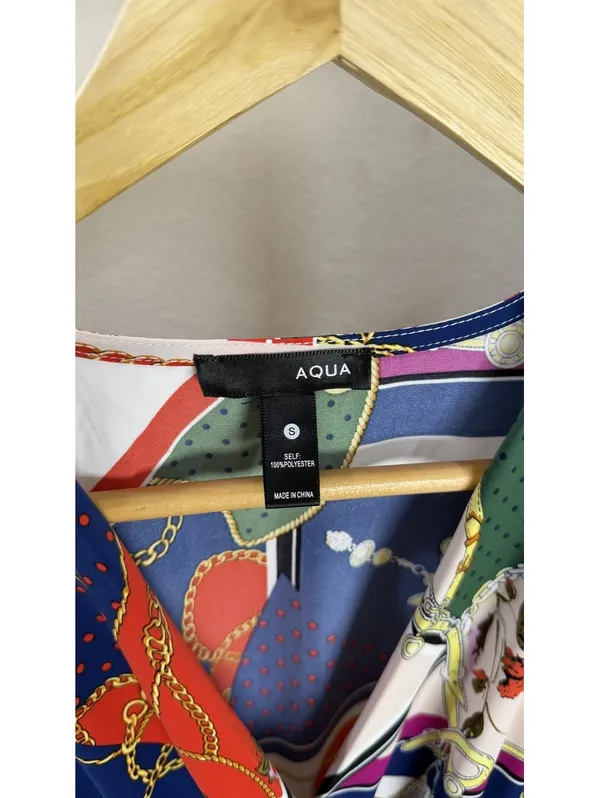 Size S Macys’s Aqua colorful dress with an elastic waist - Image 2