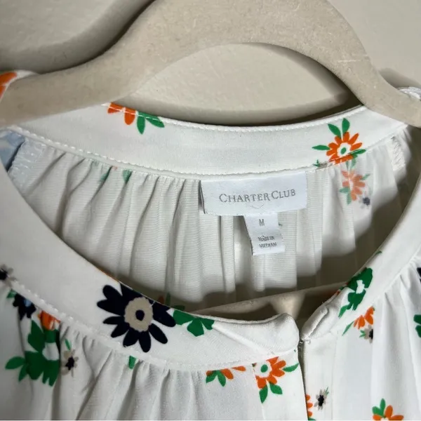 Charter Club Womens Size M‎ Floral Print Long Sleeve Stretch Liquid Knit - Image 3