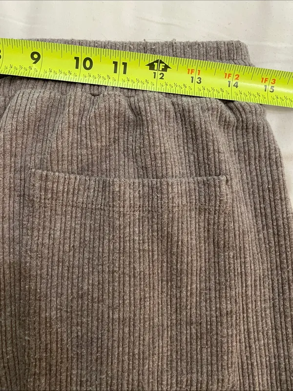 Halara Ribbed Mid Rise Drawstring Pockets Wide Leg Cargo Pants Medium Taupe - Image 5