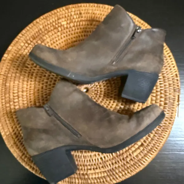 Clarks Unstructured Brown‎ Leather Ankle Boots Side Zip Block Heel 261456134060 - Image 6