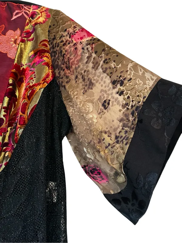 Vintage Spencer Alexis Velvet Silk Burnout Embroidered Kimono Whimsygoth Artsy - Image 4