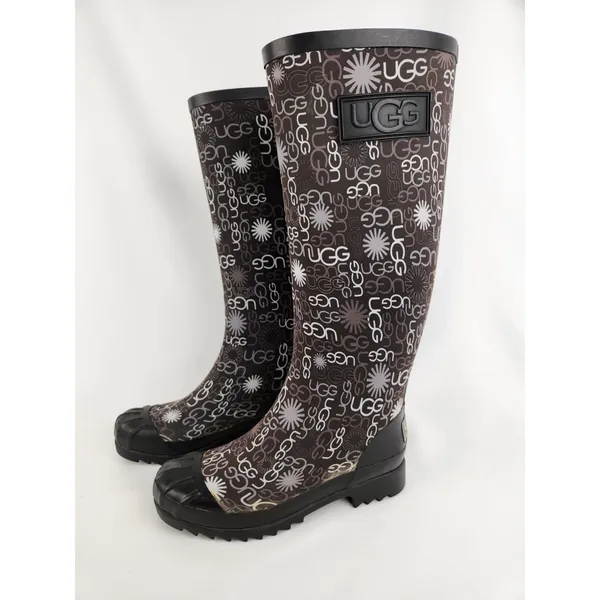Ugg Australia Women's Size 6 Multi Logo Brown Tall Rubber Rain Winter Muck Boots - Image 2