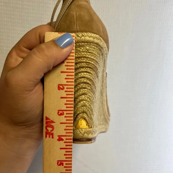 Trina Turk Tan Suede Espadrille Wedge Sandals Lace Up Ankle Tie 8M - Image 7