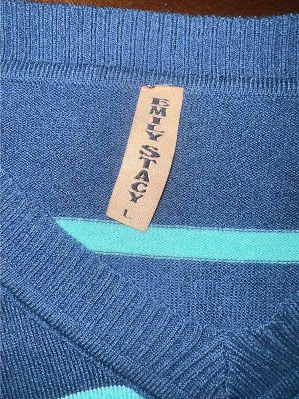 Emily Stacy Striped Long Sleeve Blue Size L - Image 3