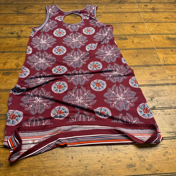 Max‎ Studio Burgundy Floral Print Racerback Dress Women's Size XS - Image 4
