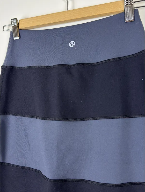 Lululemon Yoga Over Skirt Size 4 Coal Black Striped Luon High Rise Midi Rare - Image 3