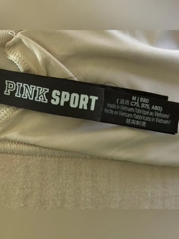 Victoria’s Secret PINK SPORT Velvet Lightly‎ Lined Racerback Bra Beige Medium - Image 5