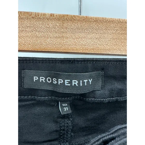 Prosperity Jeans Women 31 Black Denim Wide‎ Leg Embroidered Cotton Blend - Image 5