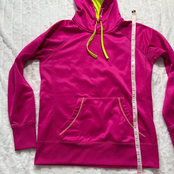 Reebok Women's Pink Neon Trim Hoodie Athletic Sweatshirt Size M‎ - Image 6