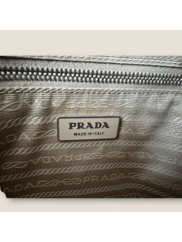 Y2K Archive Prada Nylon Tote Khaki Brown Leather - Image 3