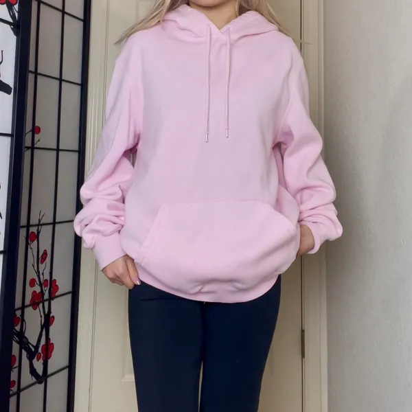 Divided - H&M | Basic Pink Drawstring Pullover Hoodie Jacket Sweatshirt - Image 3
