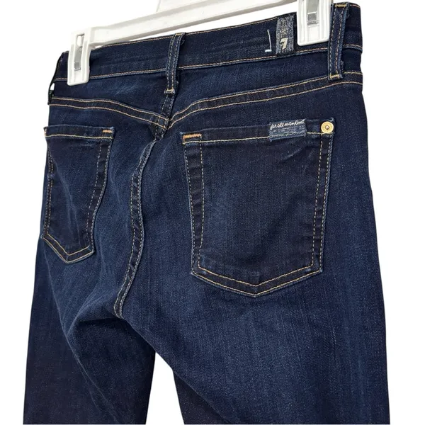 7 For All Mankind The Cropped Skinny Dark Wash Blue Jeans Size 25 - Image 8