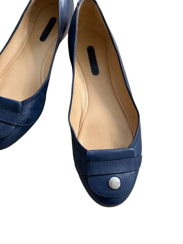 LONGCHAMP Navy Blue Leather Logo Flats Size 36 / US 6 - Image 8