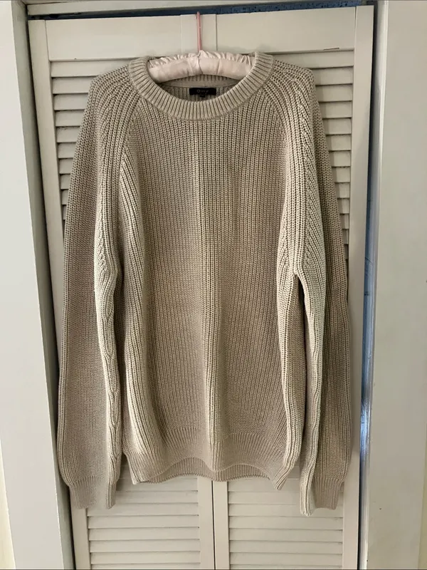 Quince Organic Cotton Fisherman Crew Sweater in Speckled Beige Size XXL - Image 2