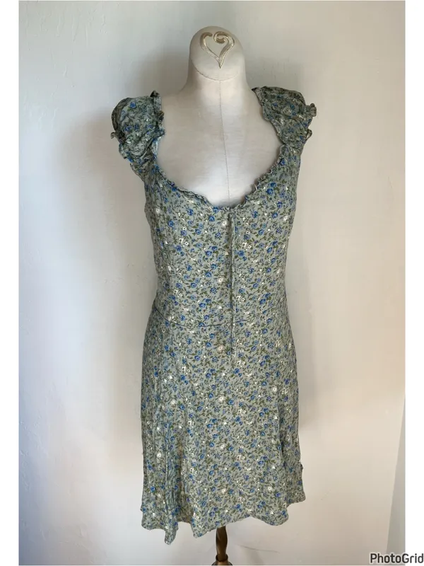 Reformation Pacey Green Floral Dress Size 10 - Image 2