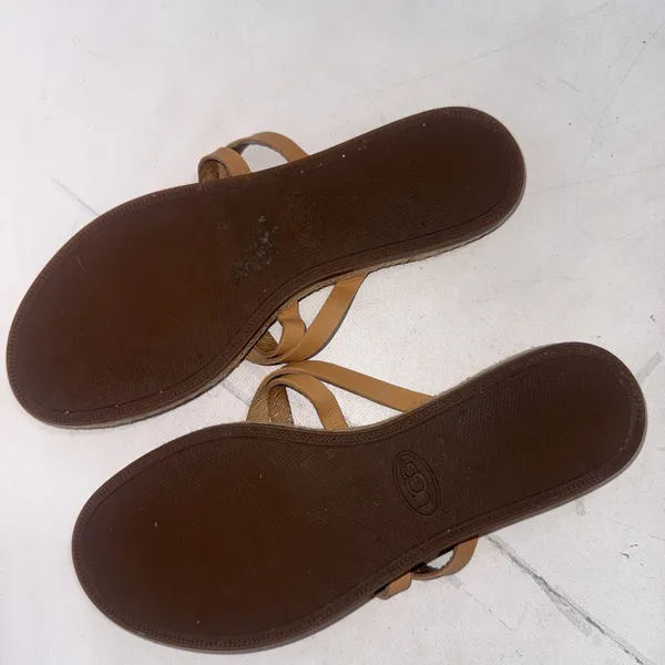 UGG Women's Brown Leather Espadrille Boho Annice Flat Thong Sandals Women's 8 - Image 4