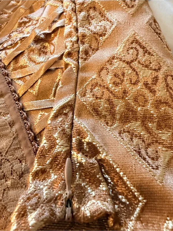 Gold Brocade Lace-Up Women's Corset Vest Top - Image 9