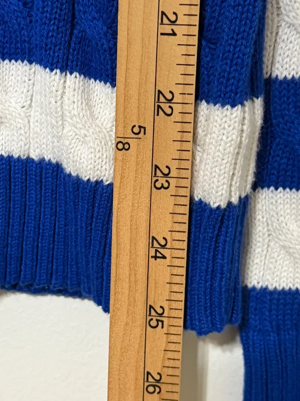 NEW Ralph Lauren Cable Knit Striped Blue Sweater Size Medium Womens NWT Boatneck - Image 9
