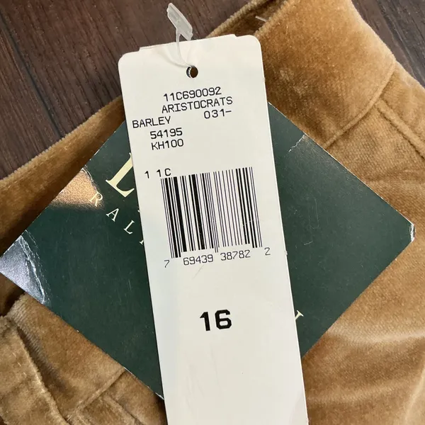 Lauren Ralph Lauren Aristocrats Corduroy Pants Barley Tan High Rise 16 NWT - Image 4