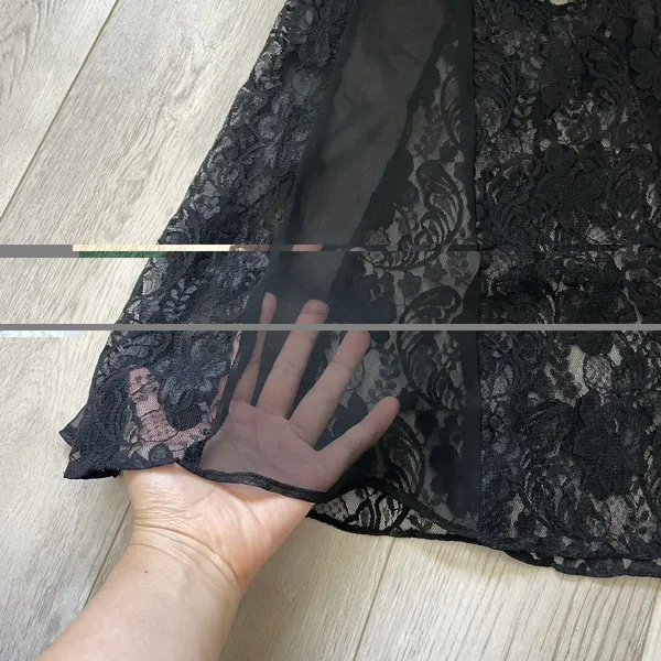 Frederick's of Hollywood Slip Dress lingerie sheer lace mesh mini womens Black (medium) sexy - Image 6