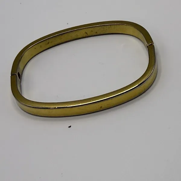 Monet Hinged Bangle Bracelet Slim Stackable Gold Tone Estate‎ - Image 5