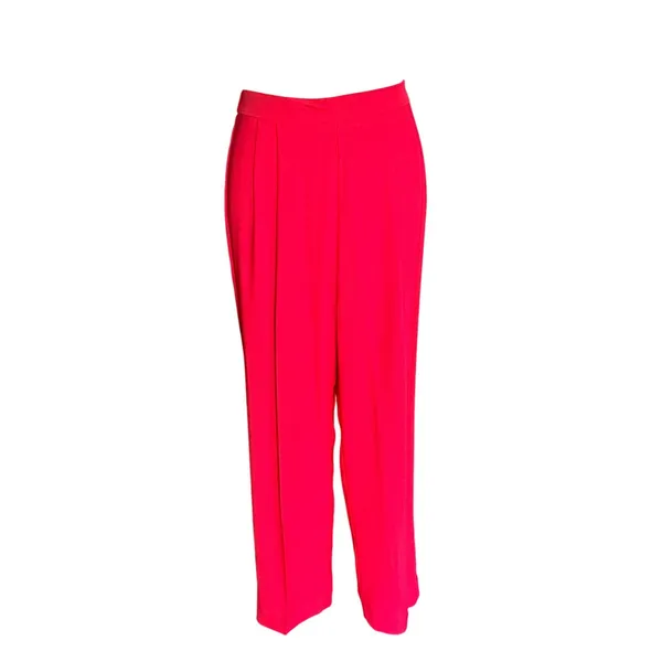 Vintage Red 2 Piece Pant Suit‎ Asymmetrical Button Blazer Pleated Trousers 1980s - Image 8