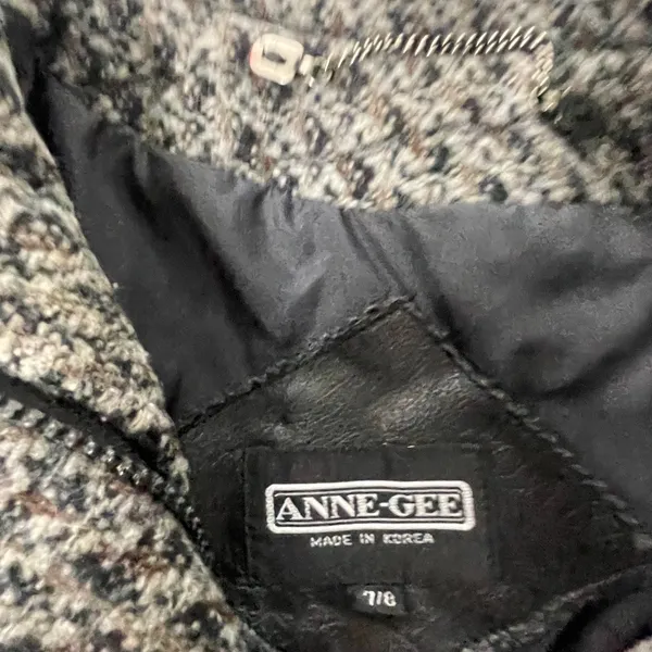 Anne-Gee Women's Size 7/8 Tweed Moto‎ Black Gray Bomber Jacket - Image 6
