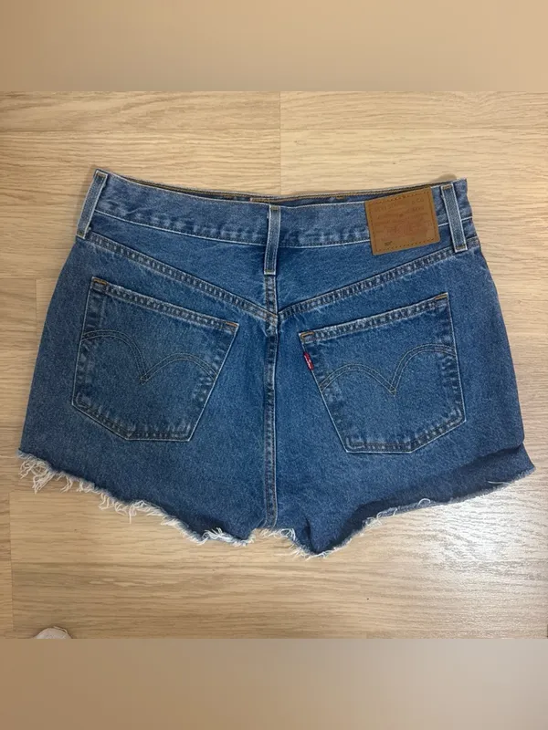 Levi's Distressed Mid-Blue Denim Cutoff Shorts - Image 2
