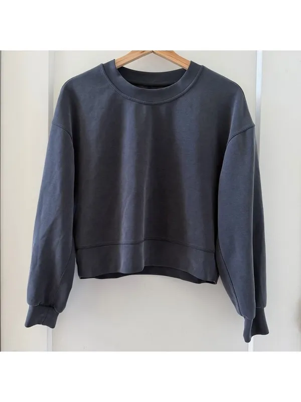 Lululemon Softstreme Perfectly Oversized Cropped Crew Dark Grey Size 2 - Image 5